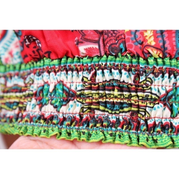 ECI Cold Shoulder Long Sleeve Blouse Multicolor Red, Pink, Green, White Size M - Picture 13 of 16